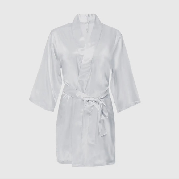 White Satin BRIDE robe Crystal Bride Robe Wedding Robe size Medium Bridal Photos - Picture 6 of 8